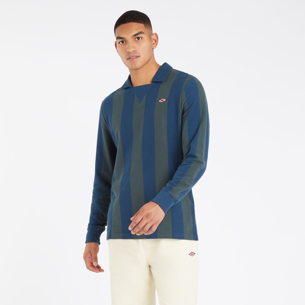 Umbro Long Sleeve Stripe Jersey Erkek Üstler Açık Gri Mavi | TR-78425