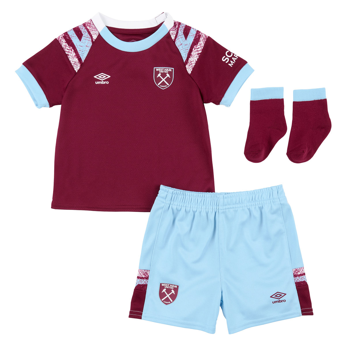 Umbro West Ham Utd 22/23 Home Baby Kit Futbol Jersey Koyu Kırmızı Mavi | TR-80479