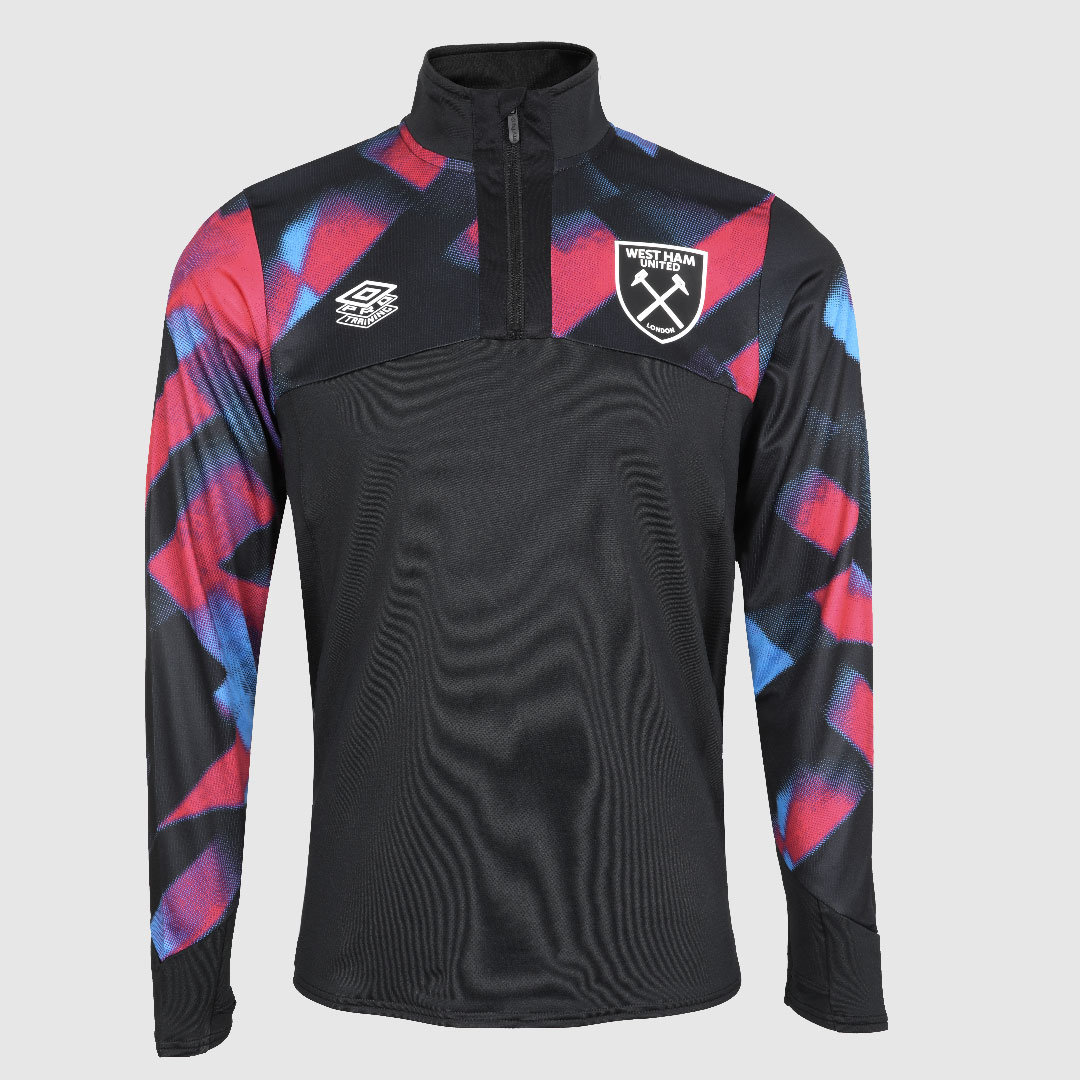 Umbro West Ham Utd 22/23 Warm Up Quarter Zip Top Futbol Uzun Kollu Üstler Siyah Mor | TR-36441