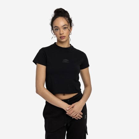 Umbro Diamond Fitted Crop Tee Kadın Crop Tops Siyah Siyah | TR-00834