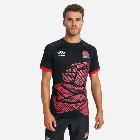 Umbro England Rugby 22/23 7S Alternate Replica Jersey Futbol Şort Siyah Kırmızı | TR-05996