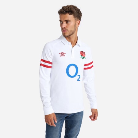 Umbro England Rugby 22/23 Home Klasik Jersey LS Futbol Jersey Beyaz Kırmızı | TR-68257