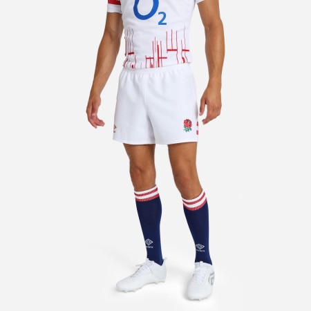 Umbro England Rugby 22/23 Home Pro Kısa Futbol Şort Beyaz Kırmızı | TR-05204