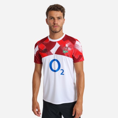 Umbro England Rugby 22/23 Warm Up Jersey Futbol Jersey Beyaz Kırmızı | TR-28729