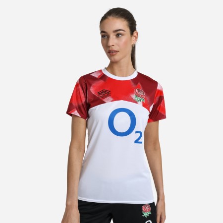 Umbro England Rugby 22/23 Warm Up Jersey Futbol Jersey Beyaz Kırmızı | TR-49721